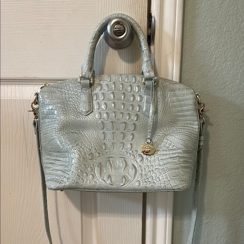 Brahmin Blue Crocodile-Embossed Satchel Bag